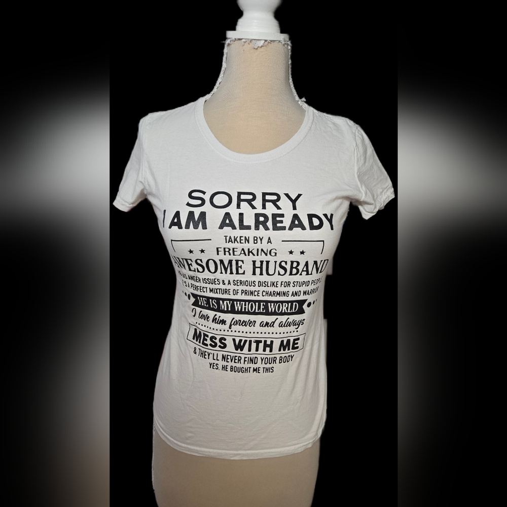 Small "Husband" White Graphic T-Shirt